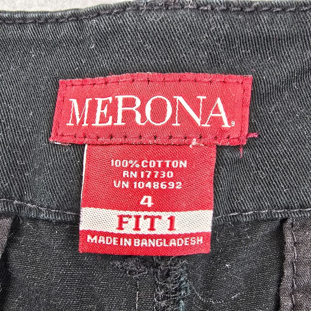 Merona FIT 1 Chino Shorts Womens 4 Black Washed Outdoor Slash Pockets 5" Inseam - Picture 3 of 8